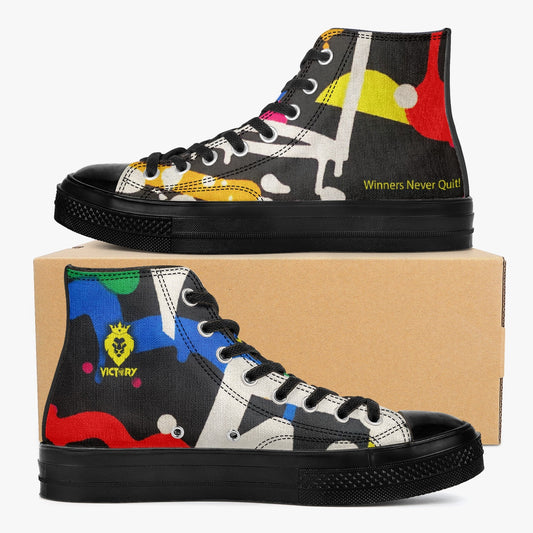 Winners Never Quit Victory High-Top Canvas Shoes - Multi Color Crowns
