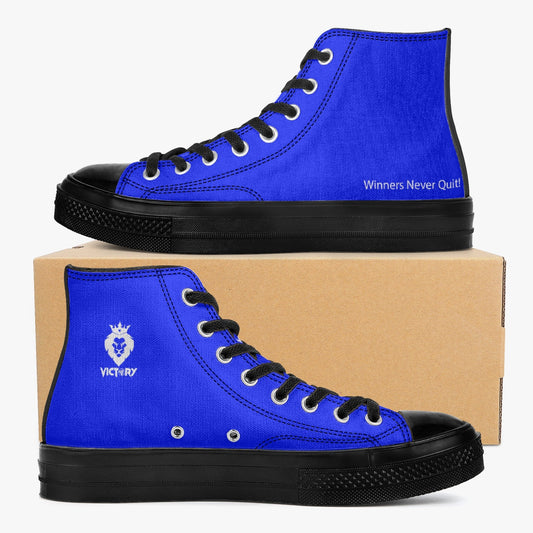 Winners Never Quit Victory High-Top Canvas Shoes - Blue