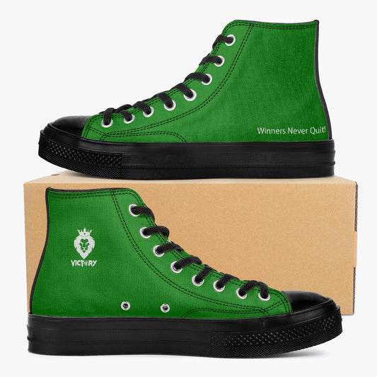 Winners Never Quit Victory High-Top Canvas Shoes - Green