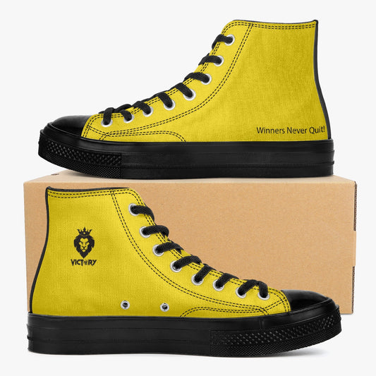 Winners Never Quit Victory High-Top Canvas Shoes - Yellow